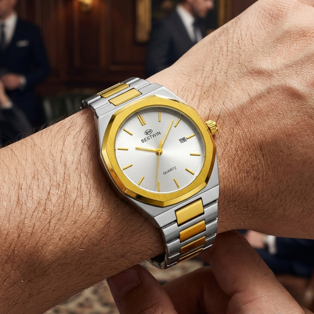 Bestwin Gold & Silver Stainless Steel Watch