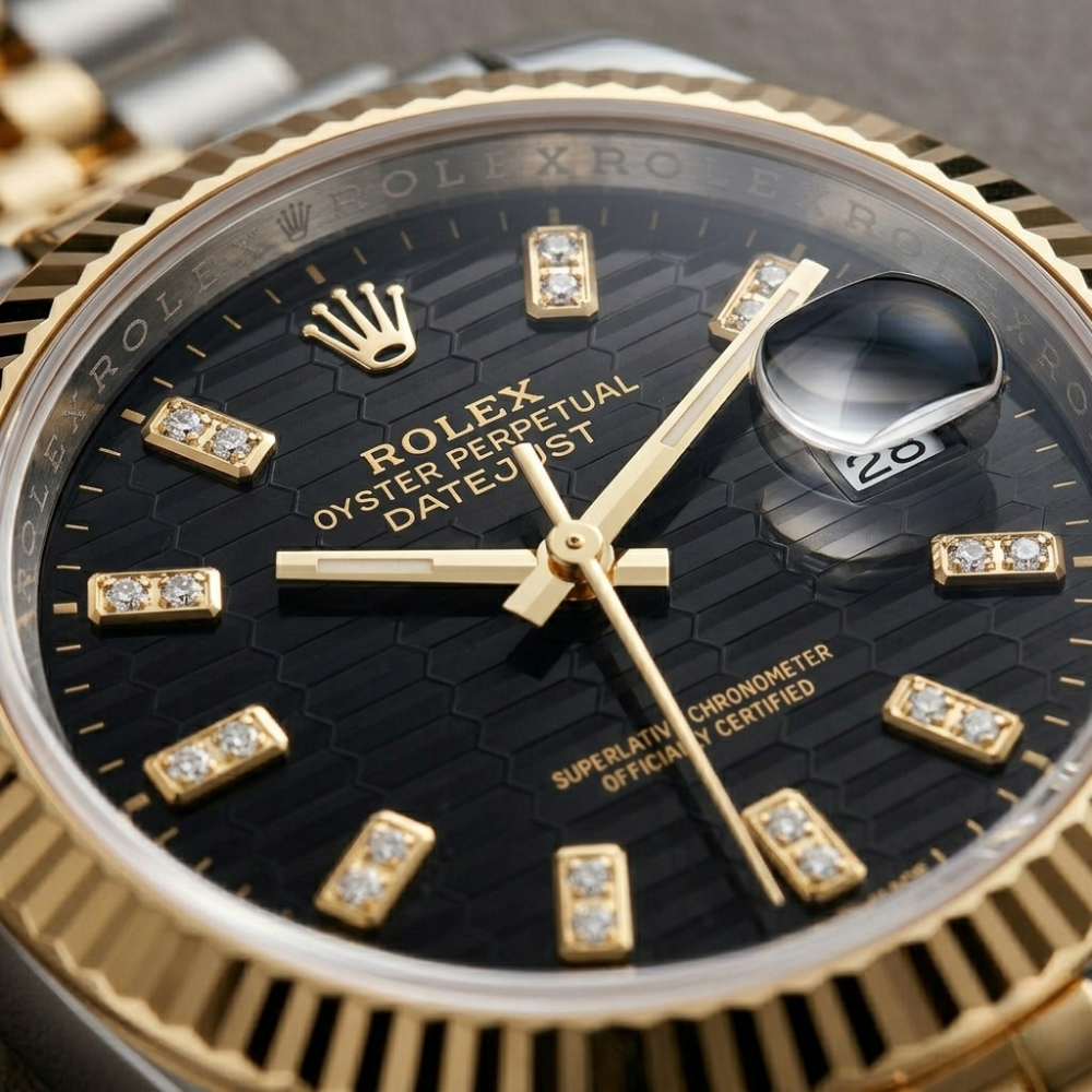 RLX Gold & Silver Stainless Steel Men’s Watch – Black Dial