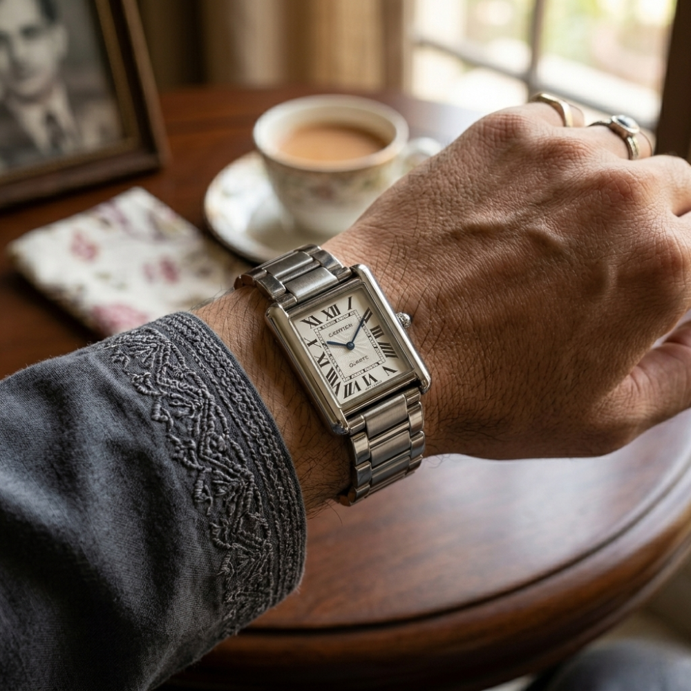 Cartier Tank Roman Dial Silver Watch