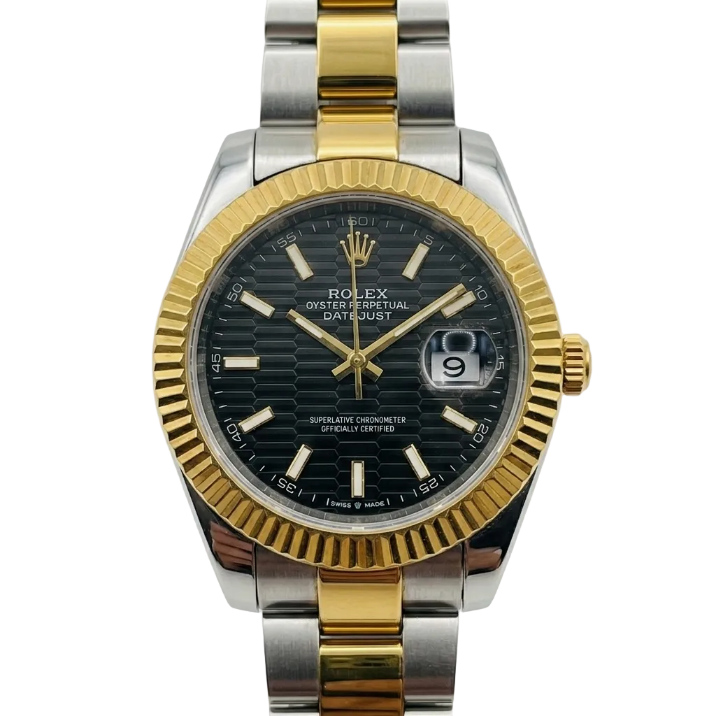 RLX Gold & Silver Stainless Steel Men’s Watch – Black Dial